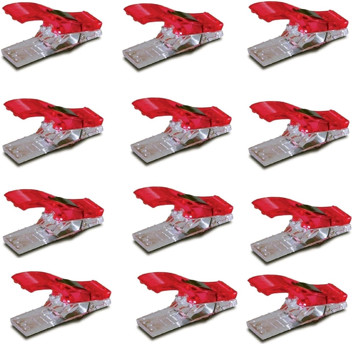 TQWY Lot 50 Plastic Clear and Red Patchwork Sewing Quilter Holding Wonder Clips Clamp Sewing Craft Quilt Binding (50)