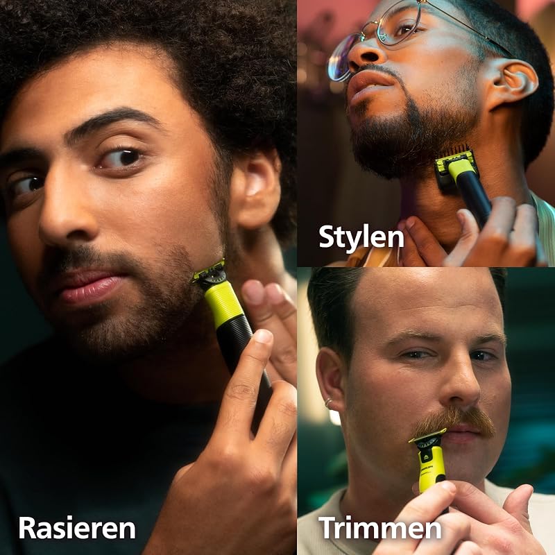 OneBlade 360 Face & Body mit App-Anbindung - Elektrischer Bartschneider, Rasierer und Bodygroom mit 360-Technologie, verstellbarer 5-in-1-Trimmaufsatz, 1x Körper-Kit, Reiseetui, QP4631/65