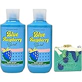 Bath & Body Works Blue Raspberry Burst 2 Pack Body Wash Bundle with an Aloe Vera Bar Soap - Full Size