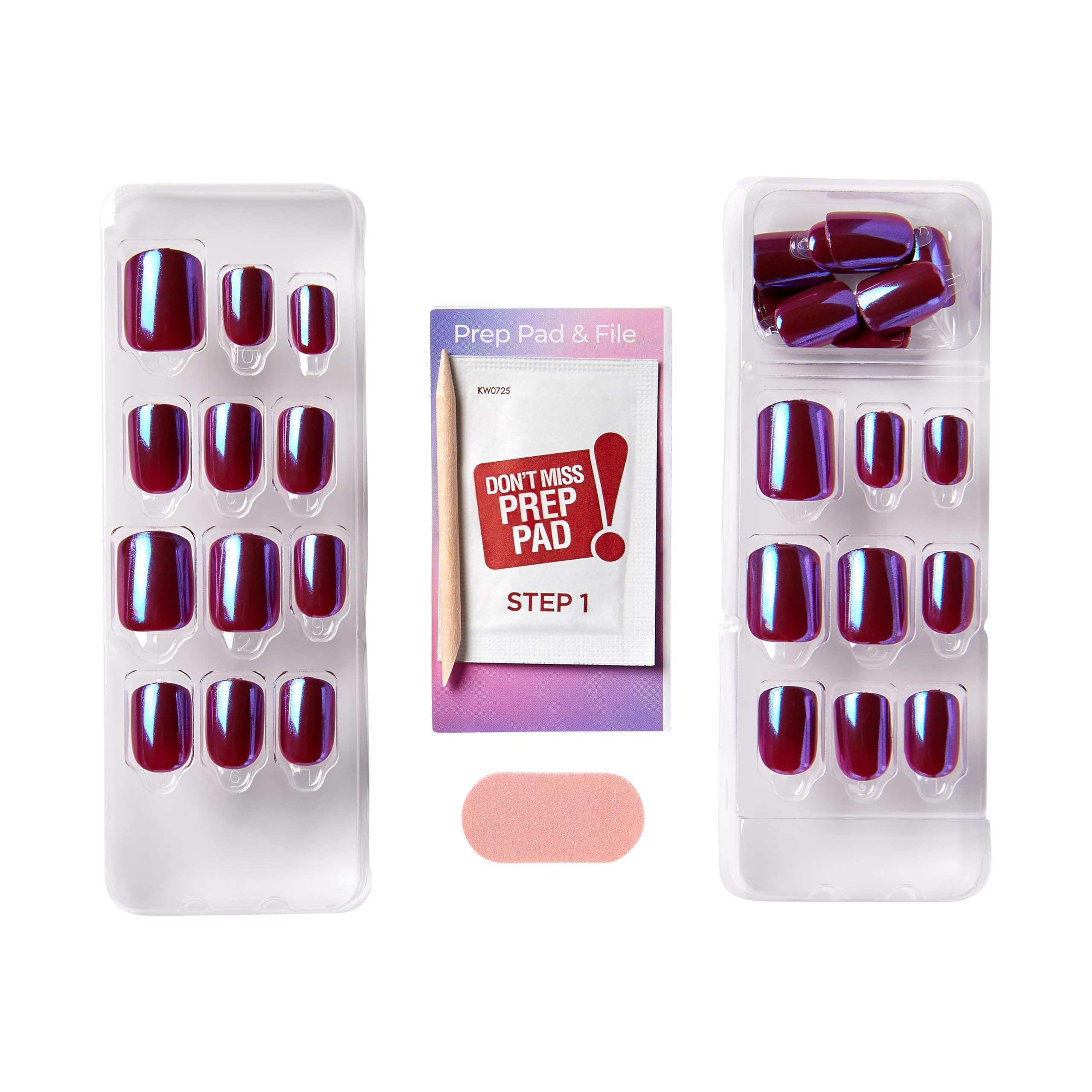 KISS imPRESS No Glue Mani Press-On Nails, Color FX, 'Infinity', Dark Purple, Short Size, Squoval Shape, Includes 30 Nails, Prep Pad, Instructions Sheet, 1 Manicure Stick, 1 Mini File - Image 7