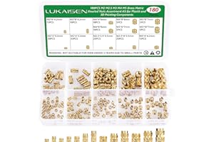 180Pcs Heat-Set Threaded Inserts M2 M2.5 M3 M4 M5 Brass Heat Set Insert for 3D Printing Components and Plastic Parts - Brass 