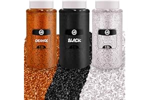 ULTIMATE STATIONERY Glitter 3 Count Halloween Glitter – 3 LB Glitter for Resin, Glitter for Crafts, Fine Glitter for Halloween Crafts, Scrapbooking and Pumpkin Decorations, Halloween Confetti Pack - Black, Clear, Orange