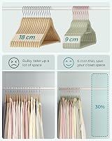 SONGMICS Velvet Hangers 50 Set Non-Slip Rose Gold Hooks 360° Swivel 43.5cm view 5