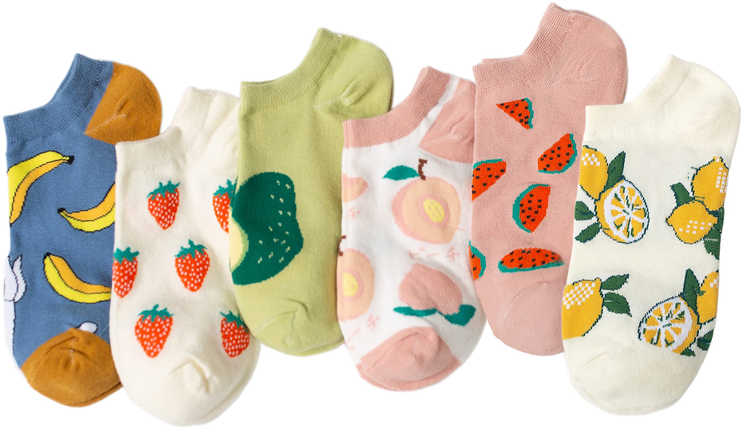 Photo 1 of ACCFOD Cute Ankle Socks for Women Aesthetic Funny Fun No Show Low Cut Socks for Girl Women Teen 5-9 - Fruit Strawberry