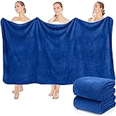SmoothNovelty 2 Pack Bath Sheets 40 x 80 Inch Jumbo Extra Large Towels Set Oversized Quick Dry Coral Fleece Absorbent and Soft Lightweight Towels for Valentines Home Gym Travel Beach (Navy Blue)