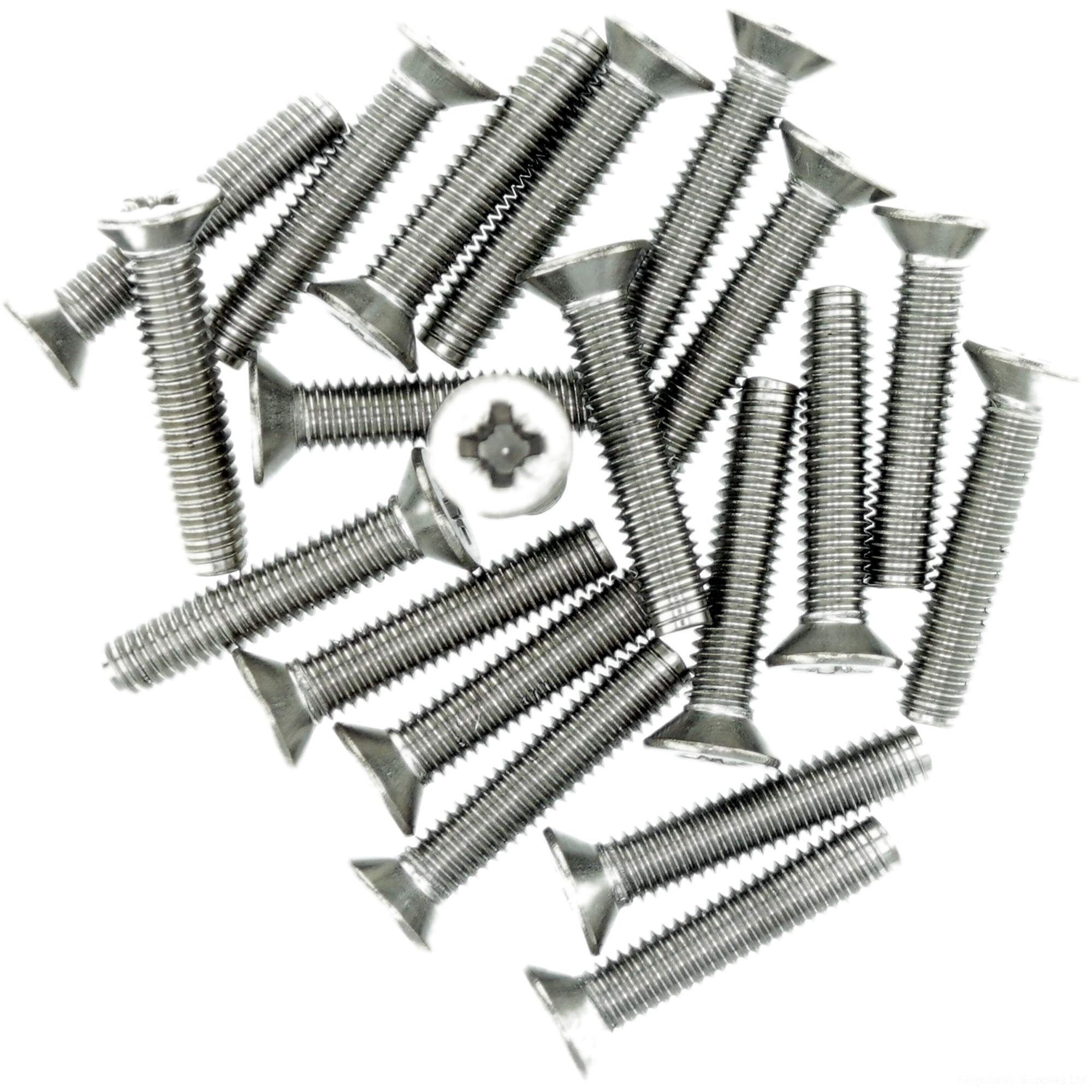 M6 (6mm x 20mm) Pozi Countersunk Thread Rolling Screw - Stainless Steel (A2) (Pack of 20)