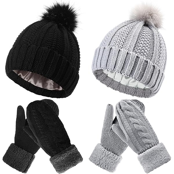 ANDORRA 3-in-1 Winter Set - Knit Hat, Scarf & Gloves | Soft Cable Knit | Pink/Black Gradient | One Size Fits Most