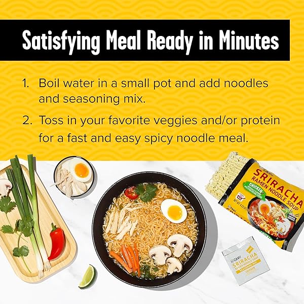 CHOI SRIRACHA RAMEN NOODLE SOUP, CHICKEN FLAVORED – POUCH, 4.23 OZ. (120G), CASE OF 20
