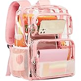 Vorspack Clear Backpack Heavy Duty - Large Clear Bookbag Transparent Backpacks See Through Backpack for College Work Travel Festival - Pink