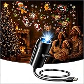 HD Christmas Projector with 10 Festive Scenes, Plug and Play | 5D Holographic Light, No WiFi or App Needed, Auto Shut-Off, Flexible Gooseneck, Indoor Holiday Decor