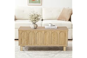 Lift Top Coffee Table with Storage, Wood Coffee Tables for Living Room with Hidden Compartment & Arched Design, Mid Century M