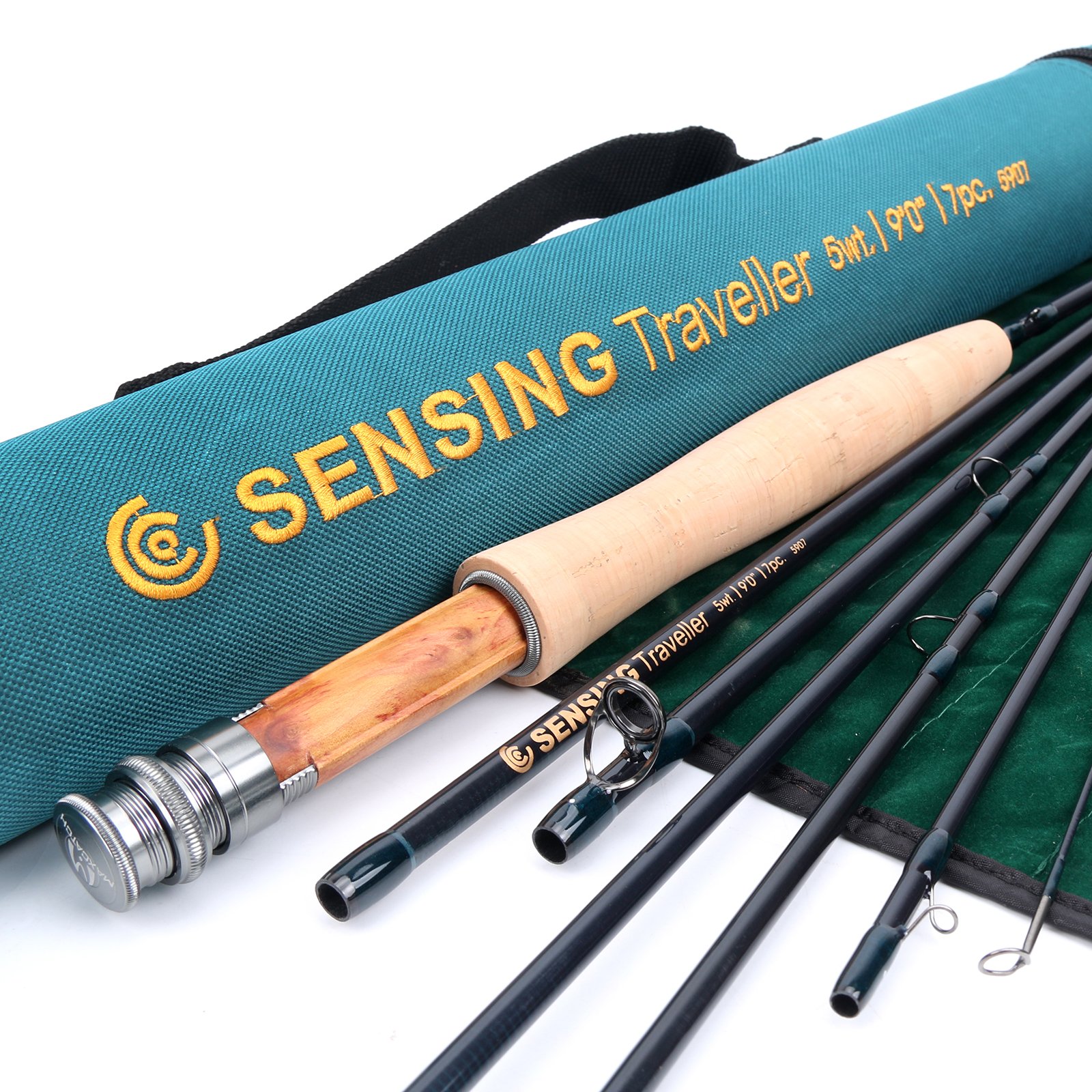 MAXIMUMCATCH Traveler Fly Fishing Rod: 7-piece IM10 Carbon Rod with Cordura tube in 5/6/7/8 weight (9' 8wt)