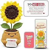 THEGIFTY Emotional Support Crochet Sunflower – Handmade Gift for Girlfriend, Wife, Partner – Romantic Romantic I Love You Gift for Couples Wife, “to My Girl” Love Message, for Women