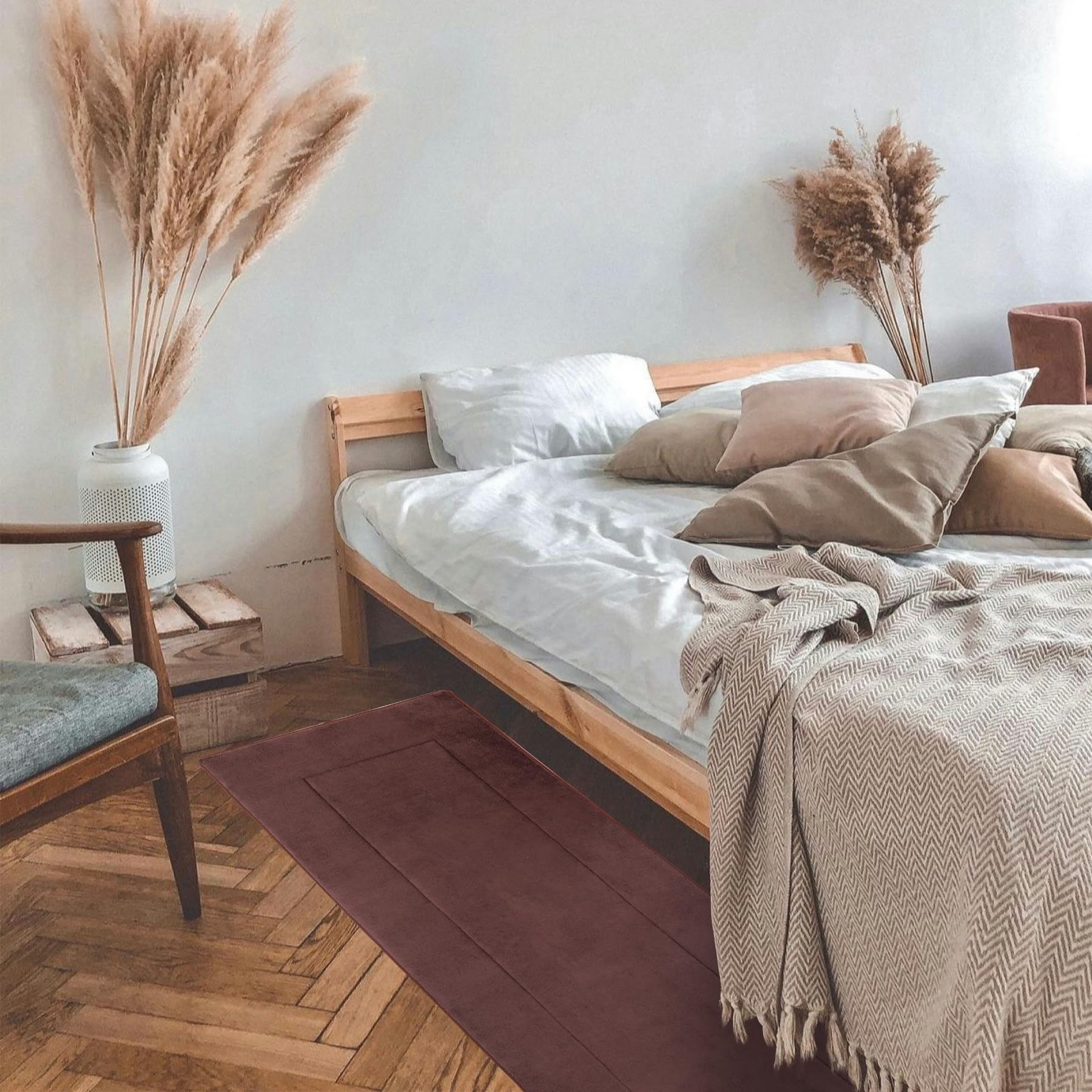 FABBRICA Home Soft Hallway Runner Rug,Washable Floor Rugs, Non Slip Memory Foam Rug,Super Water Absorption, Suitable for Bathroom Mat, Entrance,Kitchen, Living Room Decor(2x6ft Brown) Image