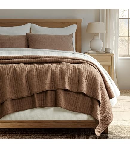 Palassio 100% Cotton Quilt King Set – 3-Piece Beige Bedspread With 2 Pillow Shams, Lightweight & All-Season - View #5