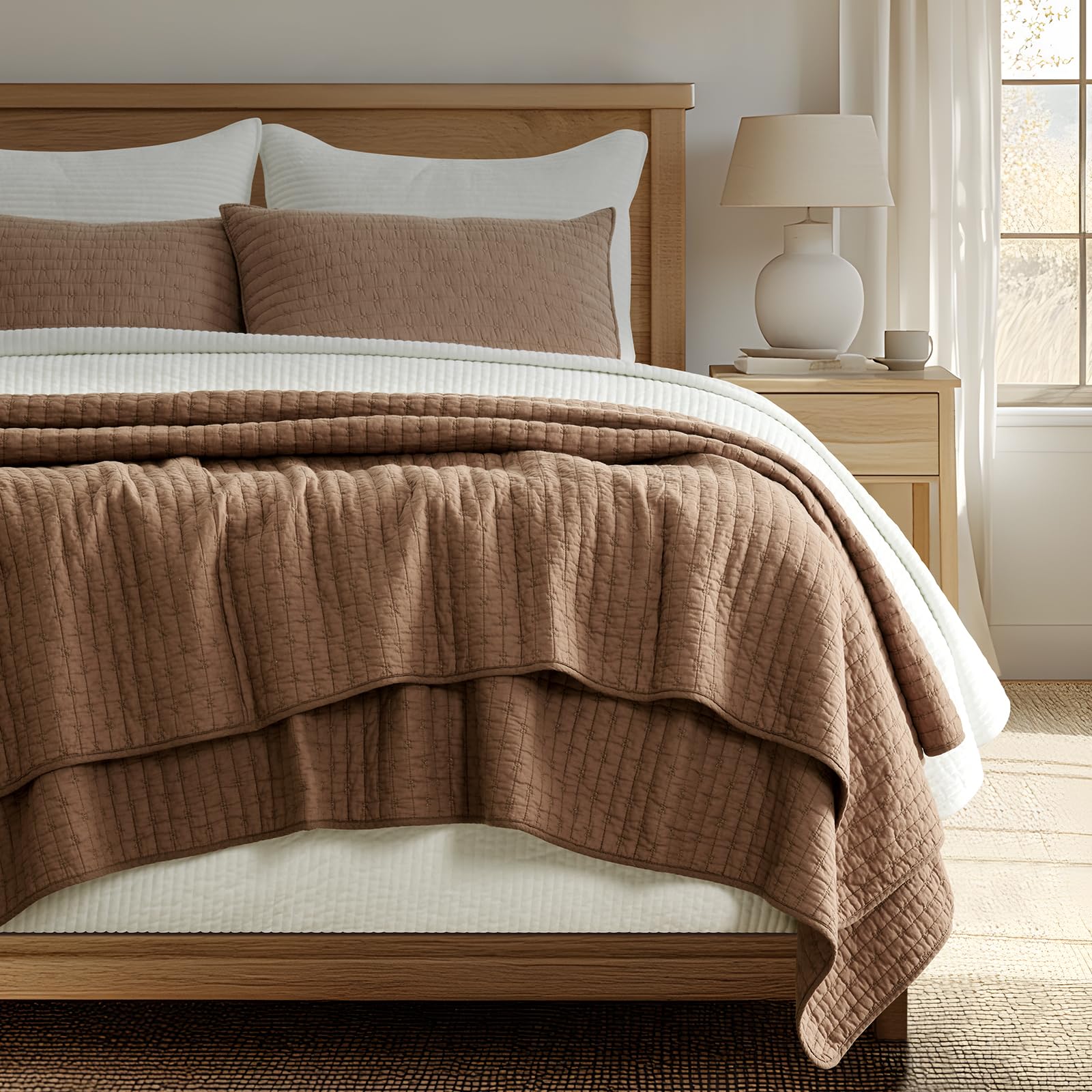 Photo 1 of ** SIMILAR ITEM**
EVERGRACE Cross Stitch Pre-Washed Cotton Quilt Bedding Set King Size, Oversized 3 Pieces Lightweight Bedspread Coverlet for All Season, with 2 Matching Shams, Camel Brown,108"x96"