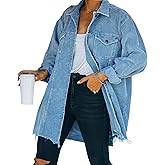 Hixiaohe Women's Casual Oversized Button Down Corduroy Shirt Jacket Coat Washed Retro Shacket