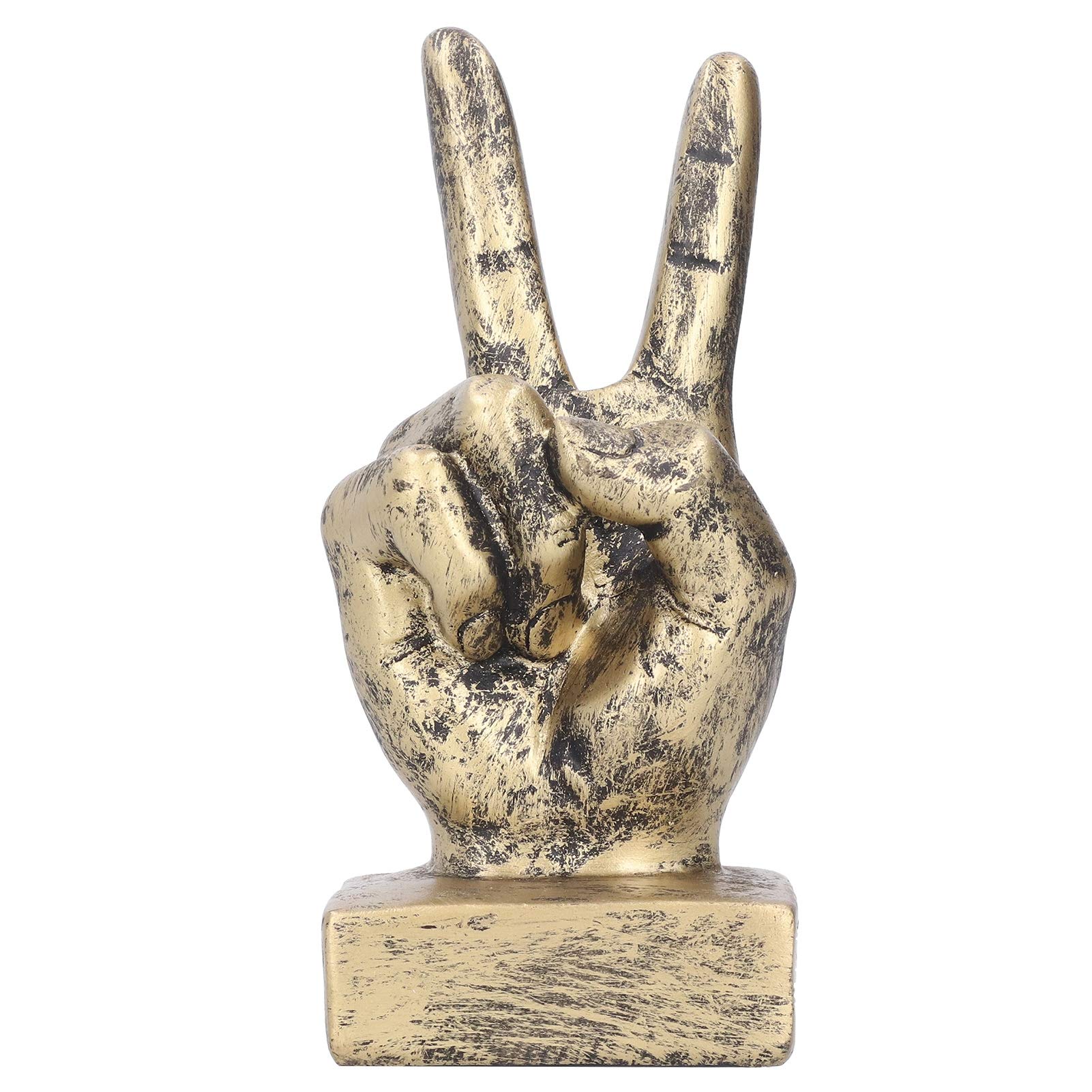 Pssopp Victory Gesture Sculpture, Hand Gesture Desk Statues, Resin Finger Gesture Sculpture Finger Sculpture Decor, Desktop Bookcase Ornament Decor(1)