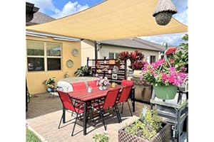 INFRANGE 8' x 8' Rectangle Sun Shade Sails Canopy UV Block for Patio Deck Pergola Yard Lawn Outdoor Activities (Beige)