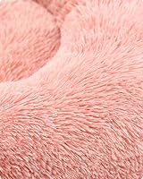 Feandrea Donut Dog Bed Pink 70 cm Soft Plush Removable Cover view 4