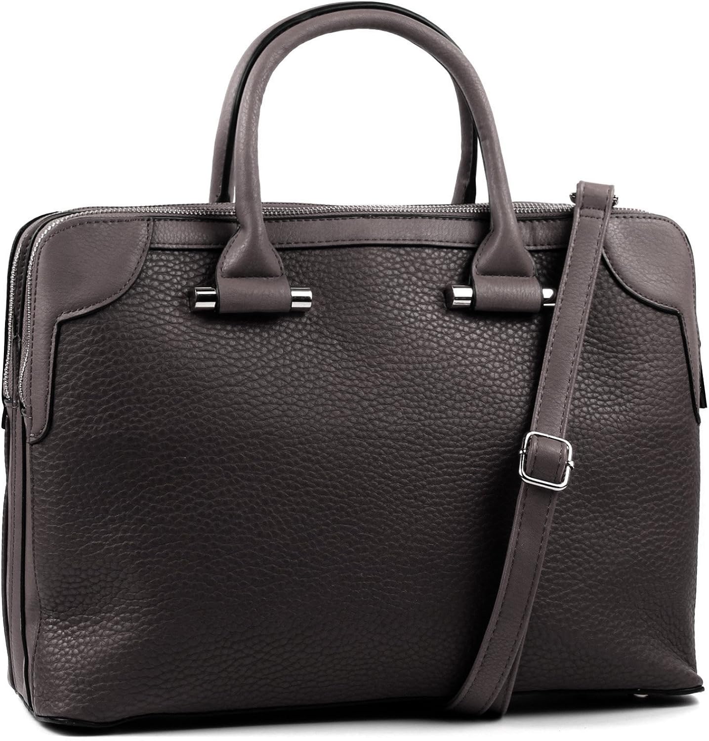 Womens Work Shoulder Bag Office College Bag Laptop Briefcase (Grey
