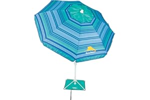 Tommy Bahama ANCHORX Adjustable Beach Umbrella Base System with Sand Anchor and Carrying Bag, SPF 50+ Protection Portable Outdoor Market Umbrella