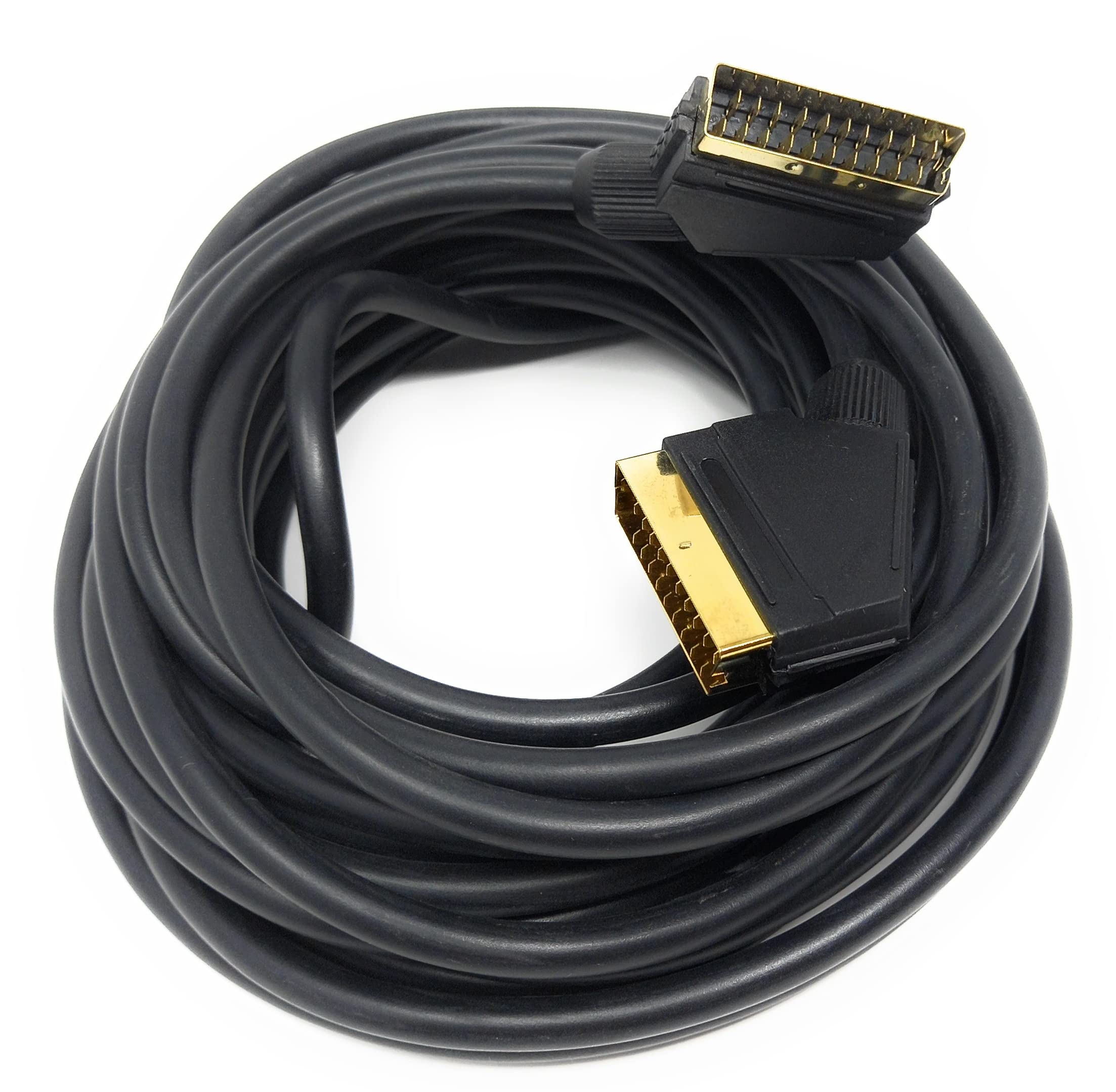 DRUT 10m Scart to Scart Cable Lead, 21 Pin Male to Male (Plug to Plug) RGB Cord for TV, VCR, DVD Player Gold Plated 33ft