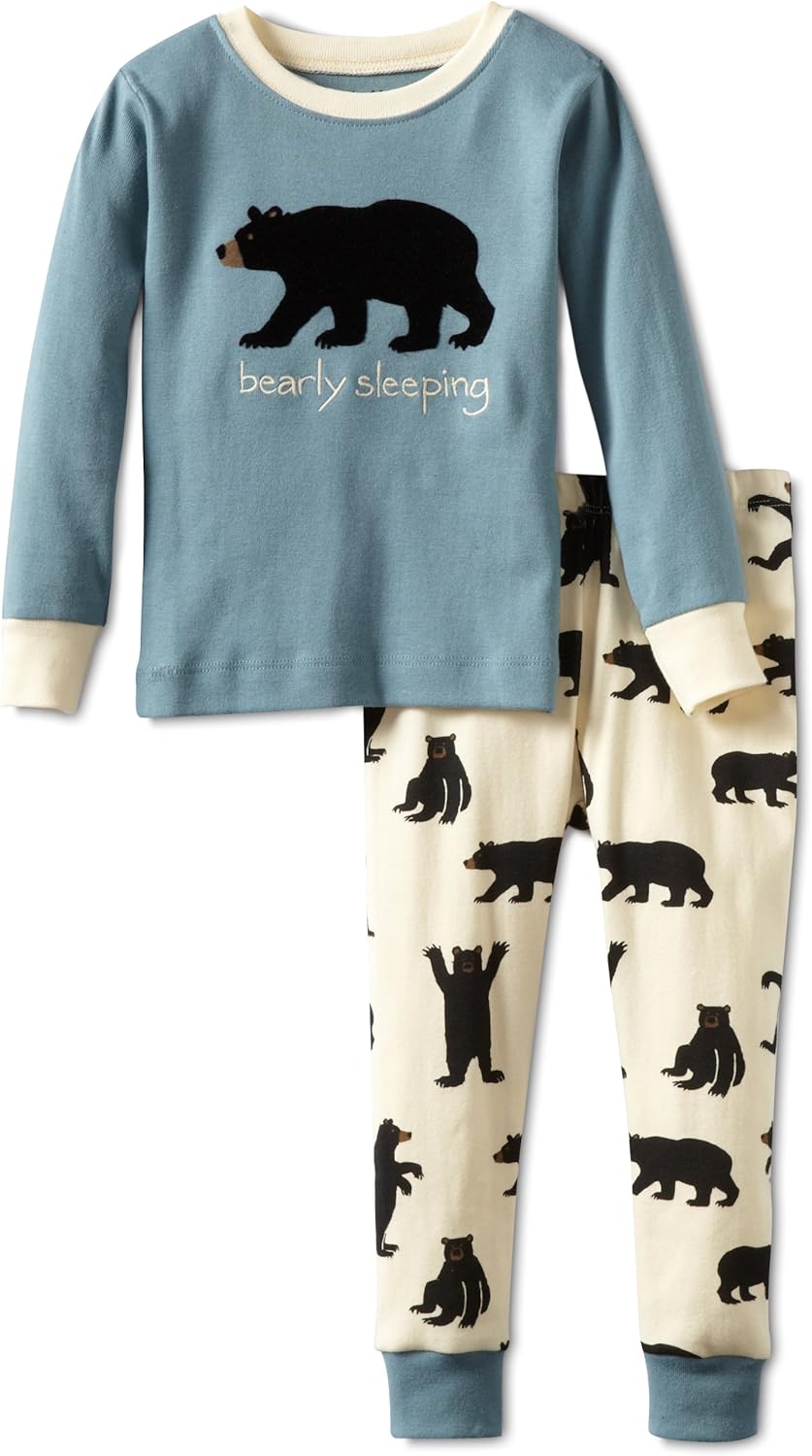 Hatley Boys OVL Black Bears on Natural 'Bearly Sleeping' Pyjama Set