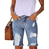 Utyful Women Summer Frayed Ripped Bermuda Shorts Distressed Denim Jeans Short
