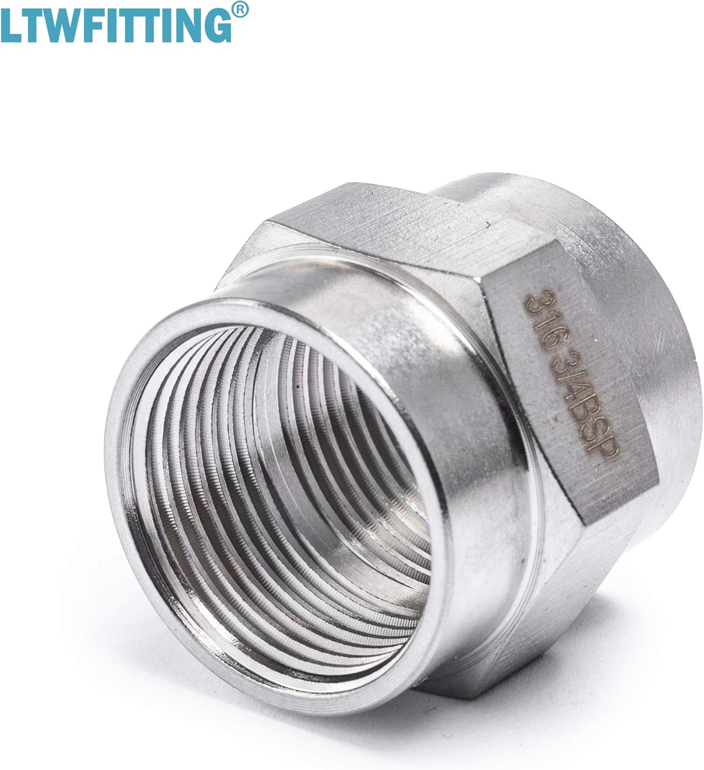 LTWFITTING Stainless Steel 316 BSP Pipe Fitting 3/4-Inch Female BSPP Coupling Air Fuel Boat (Pack of 5) - Image 4