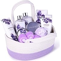 Gift Baskets for Women, Spa Gifts for Women, Body & Earth 10 Pcs Lavender Bath Set, Relaxing Home Spa Kit with Shower Gel, Bu