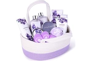 Cadeau Femme Body & Earth Gifts for Women 10 Pcs Gift Baskets for Mom, Birthday Gifts Spa Gifts for Women Lavender Bath Set w
