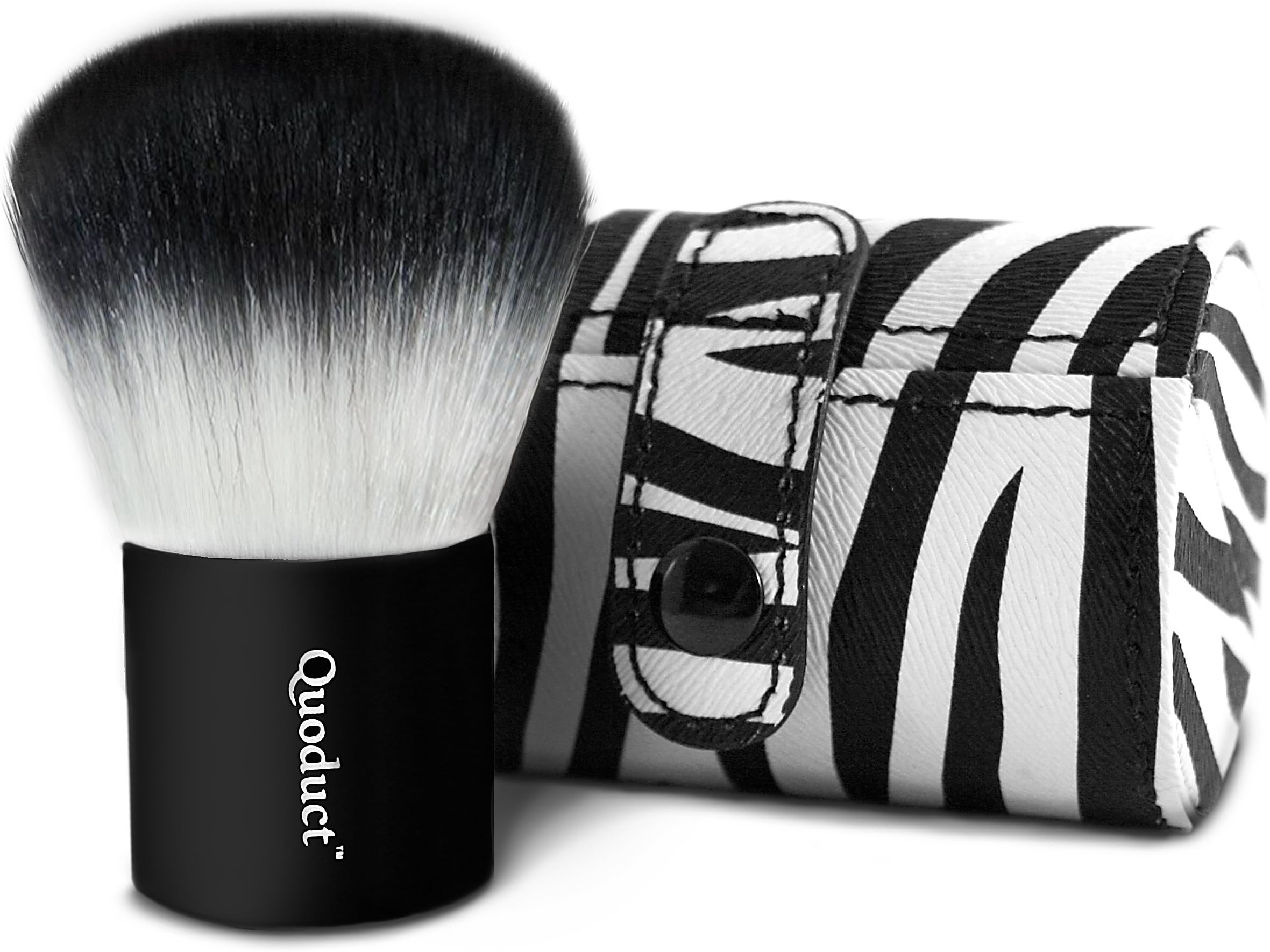 Kabuki Makeup Brush with Zebra Case – Makeup Applicator Tool for Women’s Face, Powder, Foundation, Primer, Concealer, Bronzer, and Cheek Blushes - Highlight Your Beauty