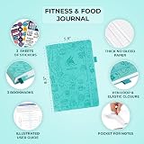 Clever Fox Fitness & Food Journal Turquoise A5 Hardcover Undated view 2