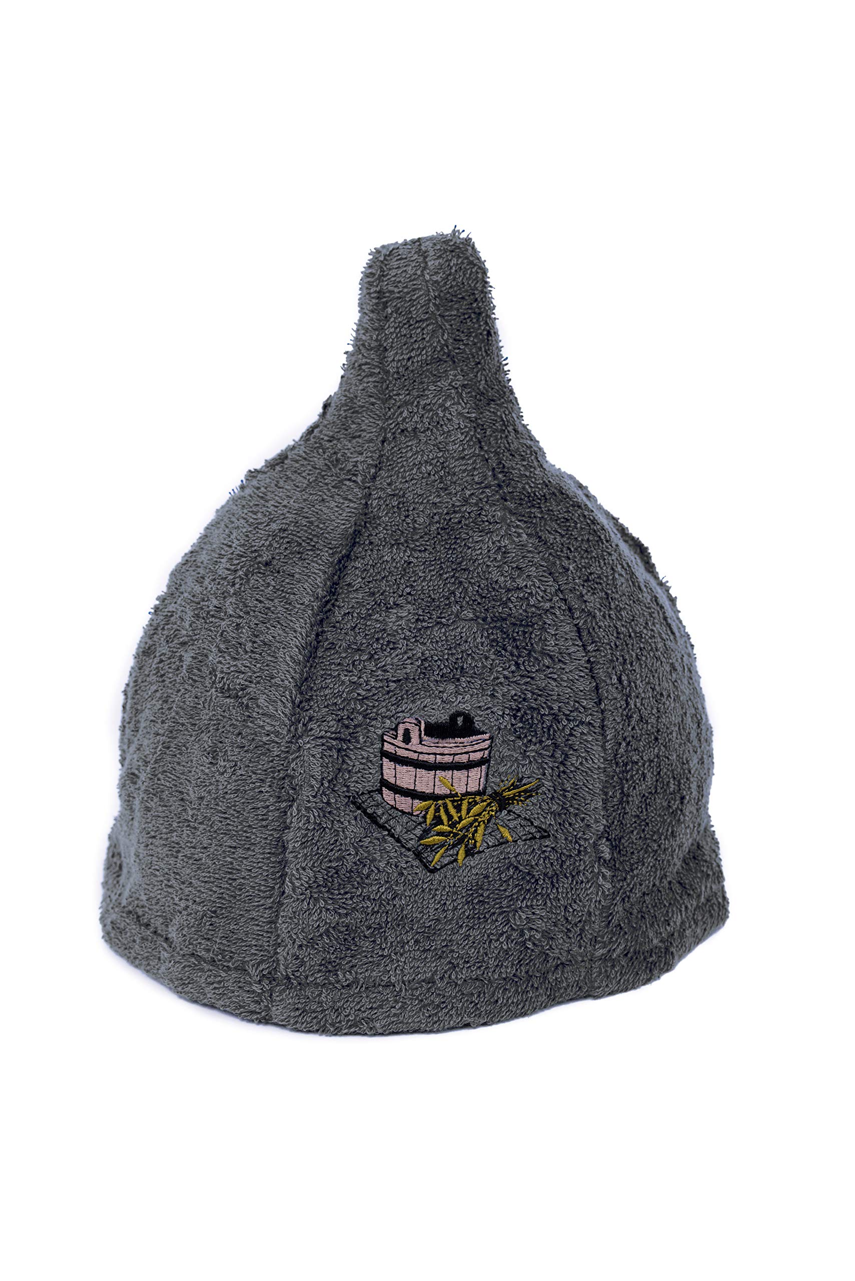 Ger3as Sauna Hat for Men and Women 100% Cotton with Embroidery Wellness Hat (UK, Numeric, 6 7/8, 7 1/2, Grey)