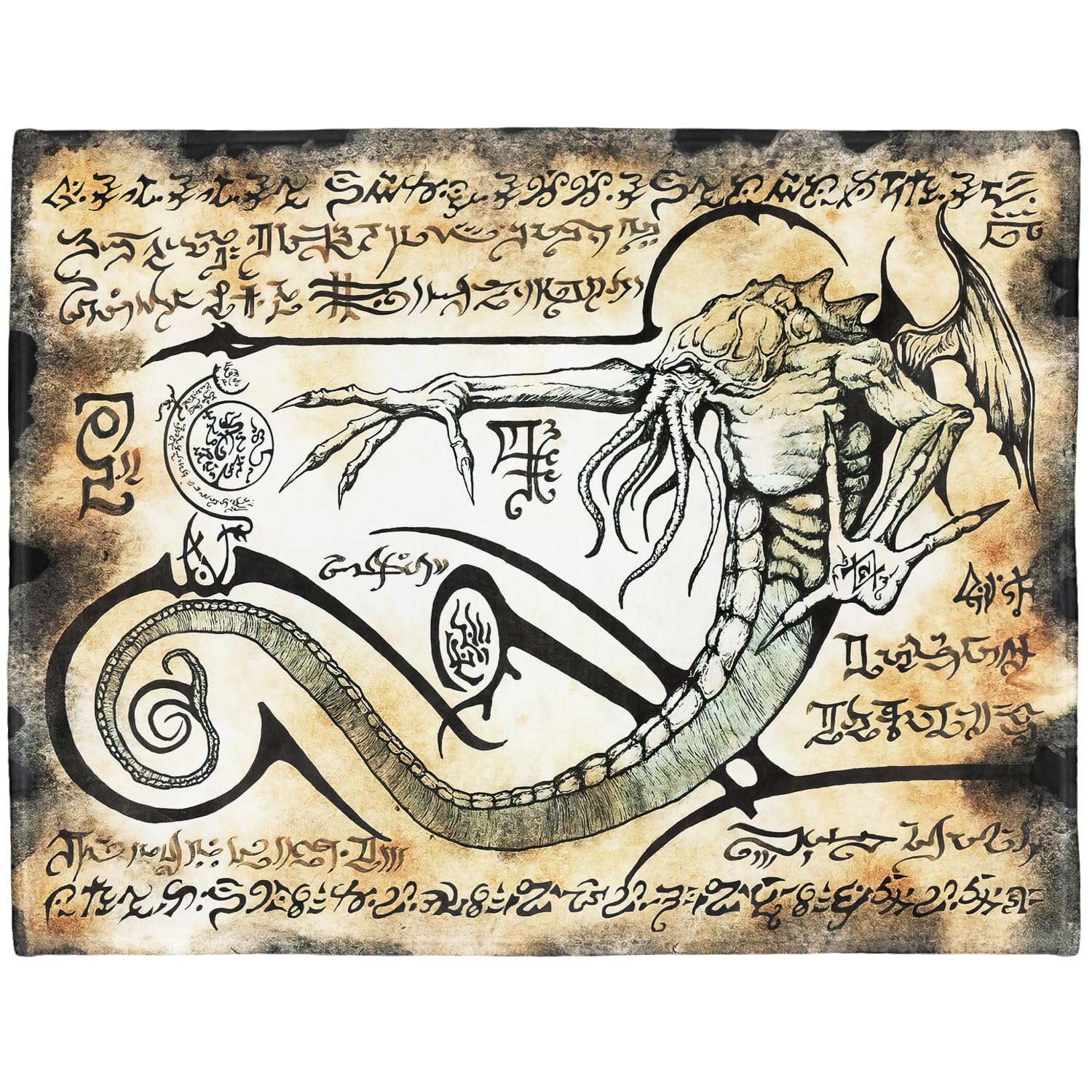 YISUMEI - Soft Fleece Blanket - The Rituals Of Cthulhu, 150 x 200 cm Throw Suitable for Sofa or Bed