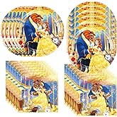 DoMiDoLa 40pcs Beauty and the Beast Party Supplies include 20 plates, 20 napkins for the Beauty and the Beast birthday party decoration