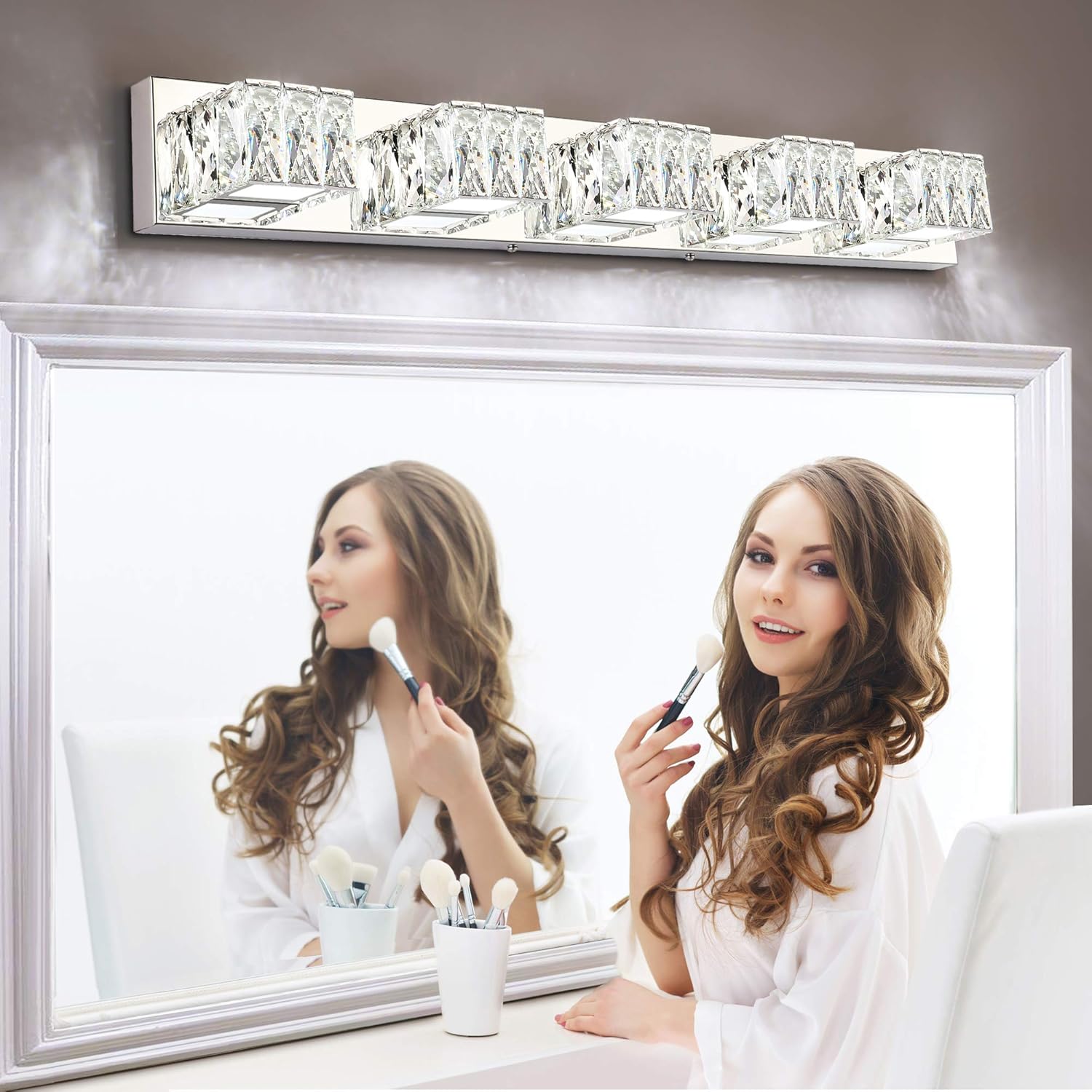 ZUZITO Bathroom Vanity Lighting Fixtures 7800 Modern Crystal Vanity Light Over Mirror White Light, 6000K(4 Lights) - - 