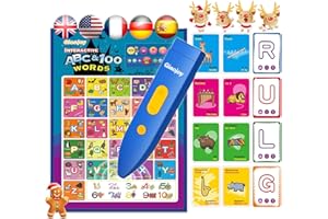 QIAOJOY Alphabet Poster for Toddlers Interactive ABC Learning for Kids with Flash Cards Learn ABC Letters & Sight Words, Numbers, Animals, Fruits and Musical Instruments Speech Therapy Toys for 3-5 Years