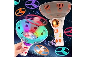 FUNCREVITY Outdoor Toys for Kids Ages 3-8 Flying Disc Launcher Toys Manual Capture Catching Outdoor Games for 3 4 5 6 7 8 Years Old Outside Toys for Toddlers 3-5 Christmas Easter Birthday Gifts Boys Girls