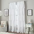Curtainworks Flounced Curtain Panel, 84-inch Length, White Semi-Sheer Ruffled Window Curtain, 42" Wide - View #8