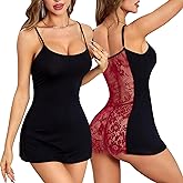 RSLOVE Women's Lingerie Sexy Nightgowns Lace Babydoll Chemise Strappy Sleepwear Sleep Dress