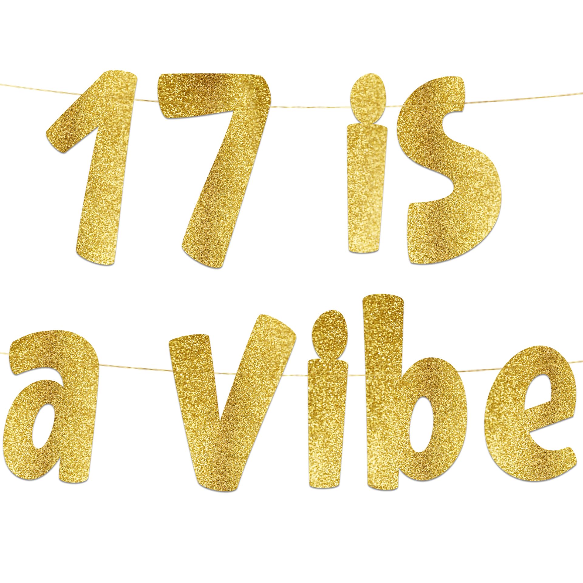 Photo 1 of 17 is a Vibe Gold Glitter Banner - 17th Birthday Party Supplies, Ideas, Gifts and Decorations