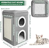 Hibtn Cat House Cave 3 Story Foldable Indoor Cat Condo with Cushions view 2