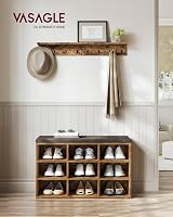 VASAGLE Rustic Brown Shoe Bench 9 Compartments Cushion Bench 78.5cm view 3