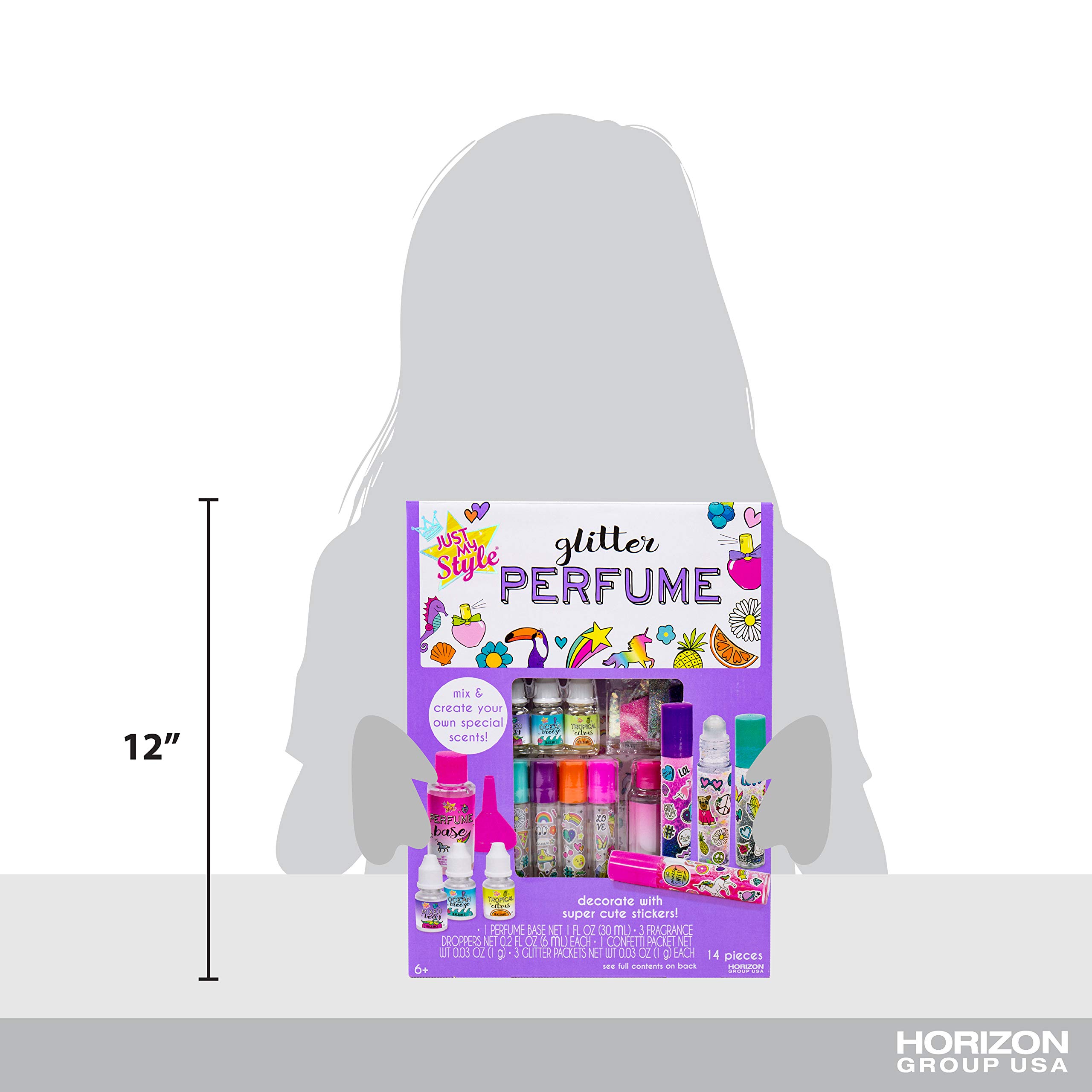 Just My Style Glitter Roller Perfume by Horizon Group USA Multi-color, 10 x 9 x 13.5