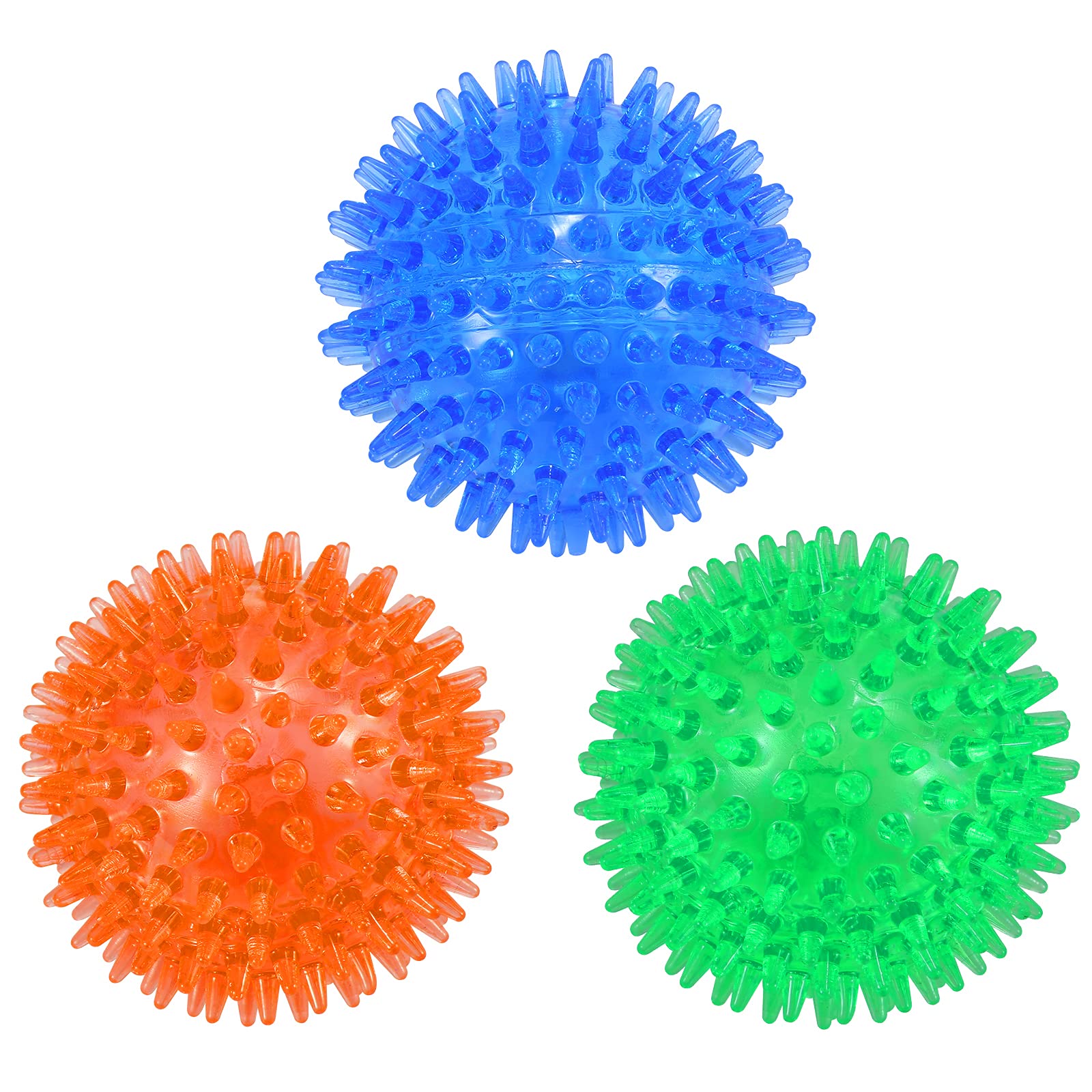 petizer 3-PACK Squeaky Dog Ball Toys ，Dogs Chew Spiky Ball ， Floatable Dog Pool toy,Toss Fetch Toys for Puppy Rubber TPR, Teeth Cleaning for Small and Medium