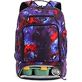 J World New York 2-in-1 Insulated Backpack Lunch Box for Kids. Adult School Bookbag, Galaxy