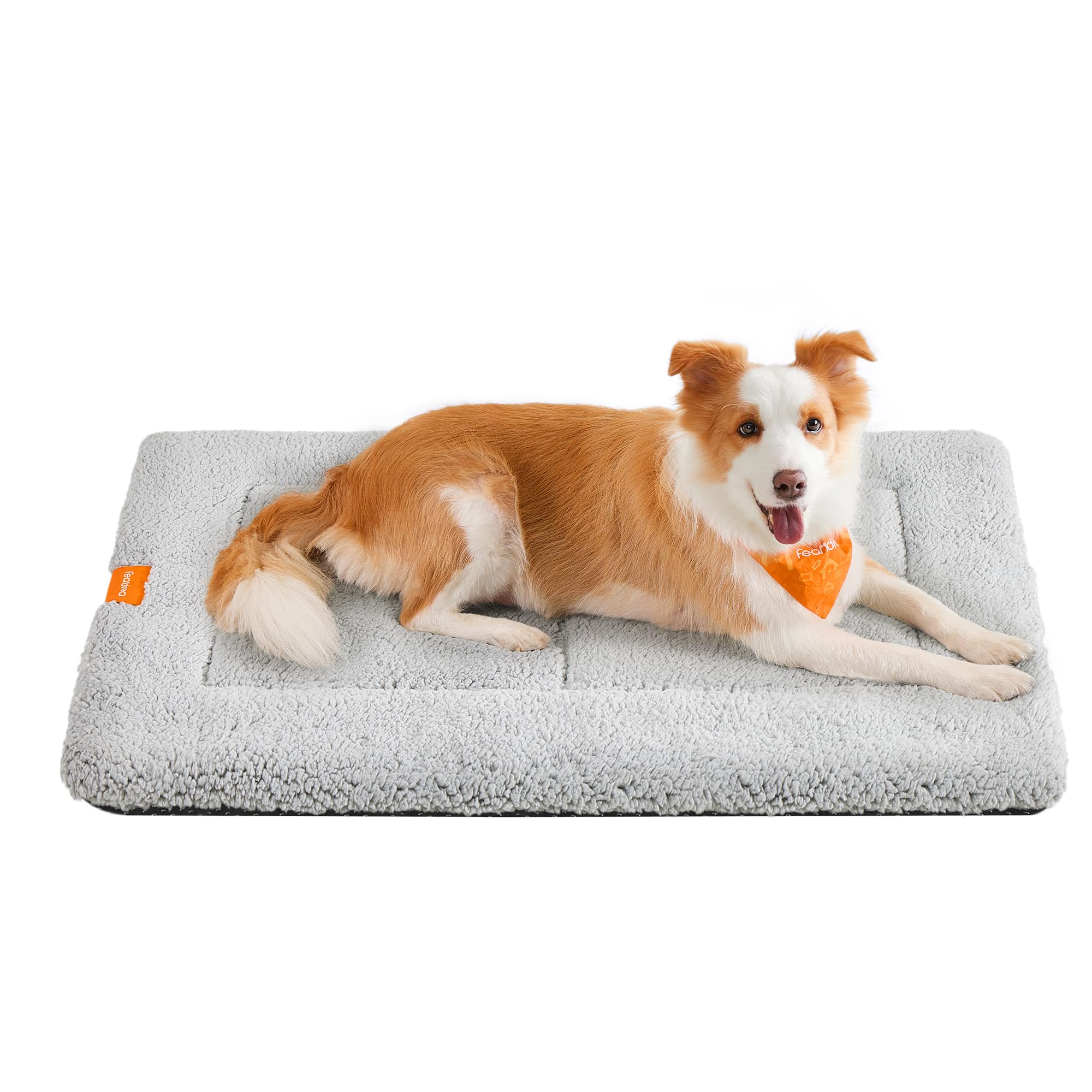 Feandrea Warm Dog Cat Bed, Dog Mattress for Crate, Pet Blanket for Dogs and Cats, 105 x 70 cm, XL, Machine Washable Dryer Friendly, Non Slip, Light Grey PPB020G01
