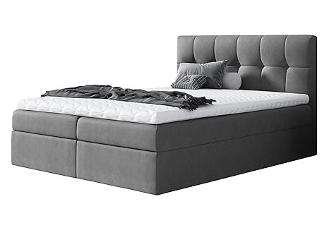 Boxspringbett Cleofas, Amerikanisches Continentalbett mit 2 Bettkästen, Doppelbett mit Lattenrost und Matratze, Polsterbett, 